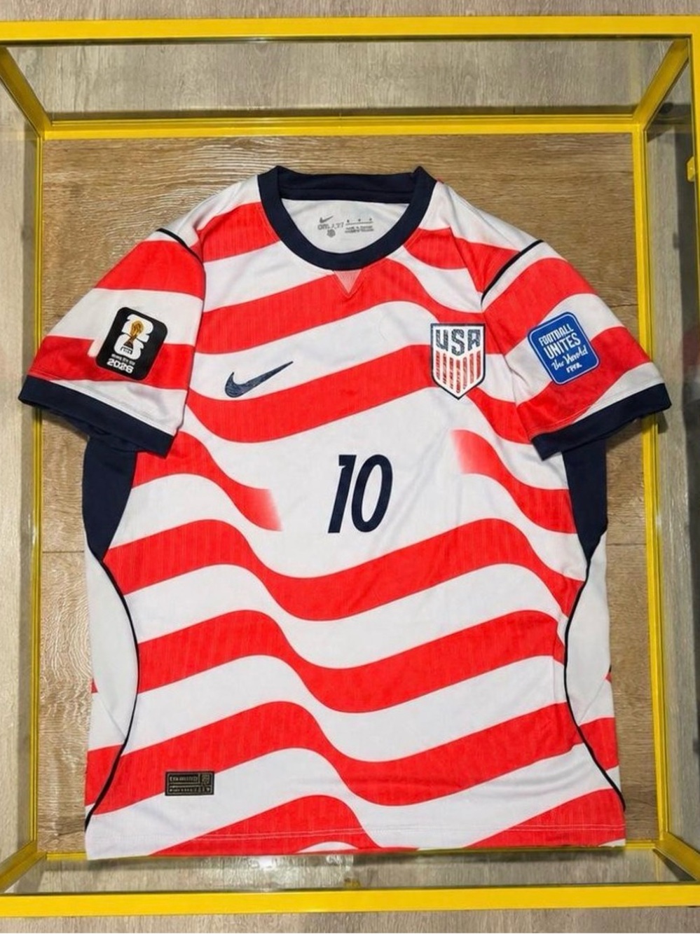 Nike USA Red & White Soccer Jersey with Navy Accents